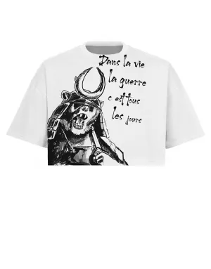 T-shirt War Life crop Blanc