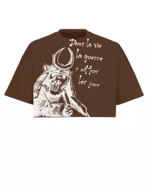T-shirt War Life crop - brown