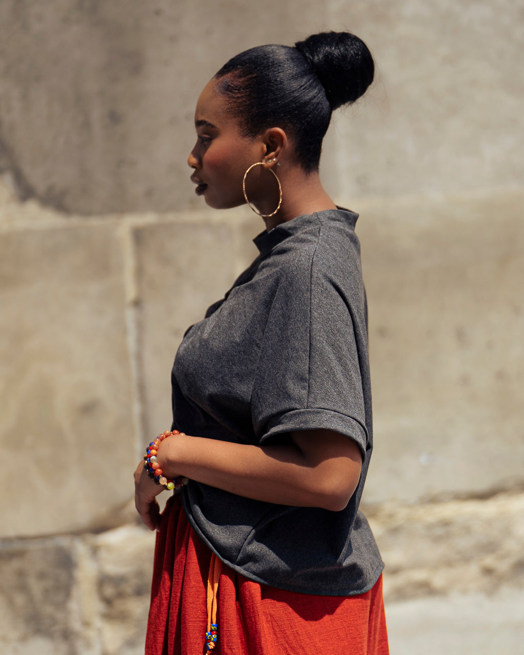 T-shirt Boxy Ajustable en Jersey Coton