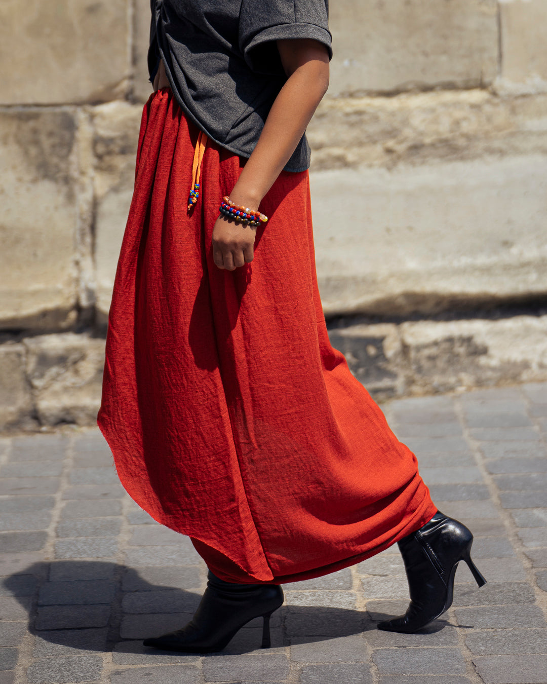 Jupe Longue Ajustable en Lin – Rouge Terre
