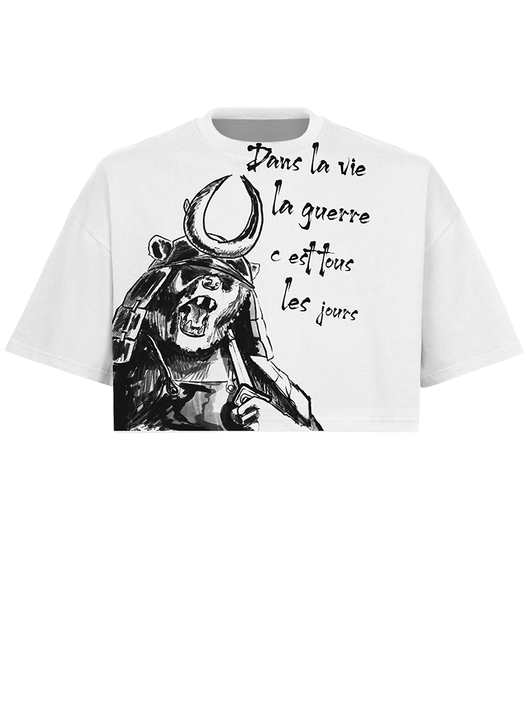 T-shirt War Life crop Blanc